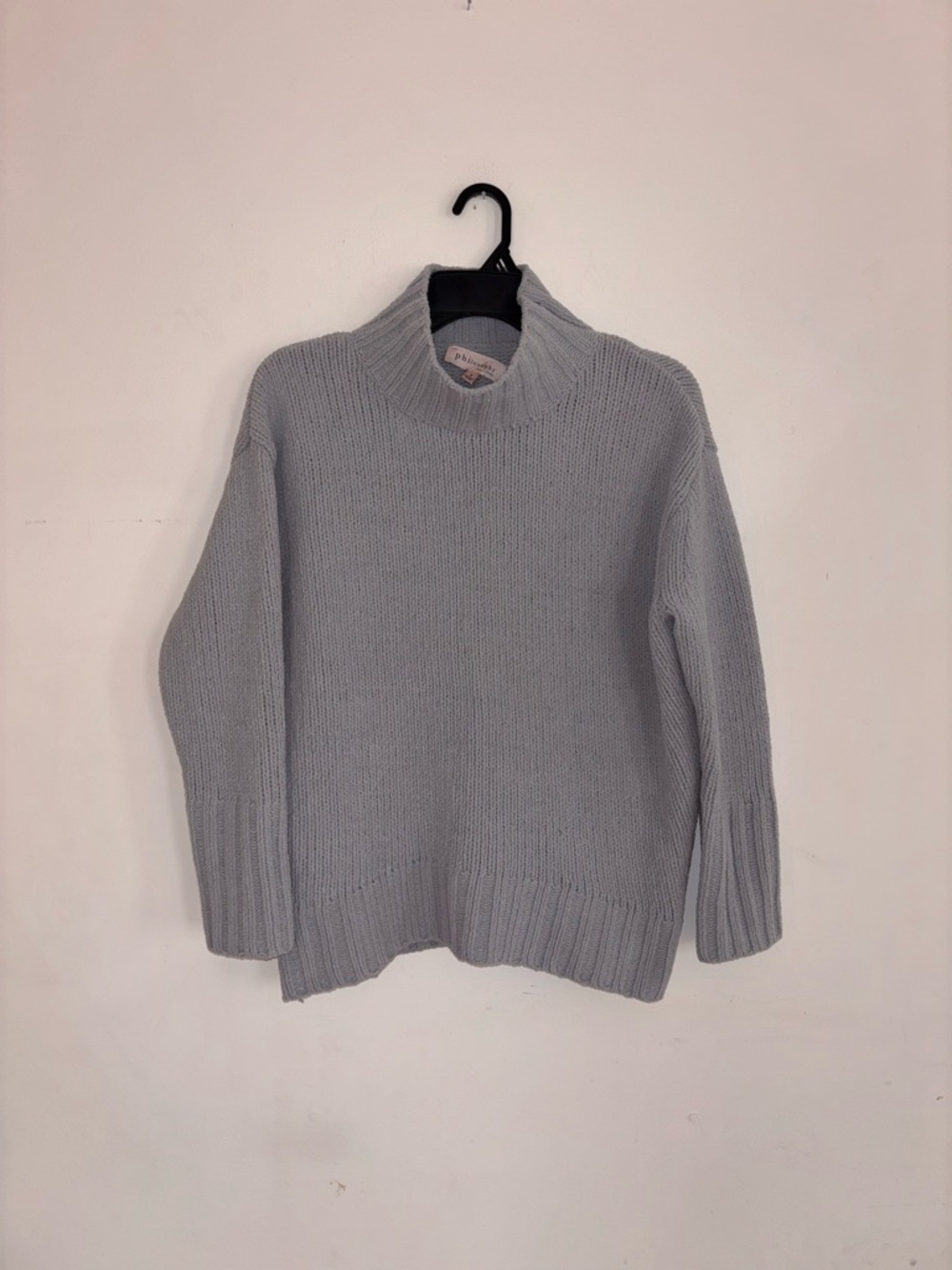 Philosophy Gray Chunky Knit Mock Neck Sweater Small
